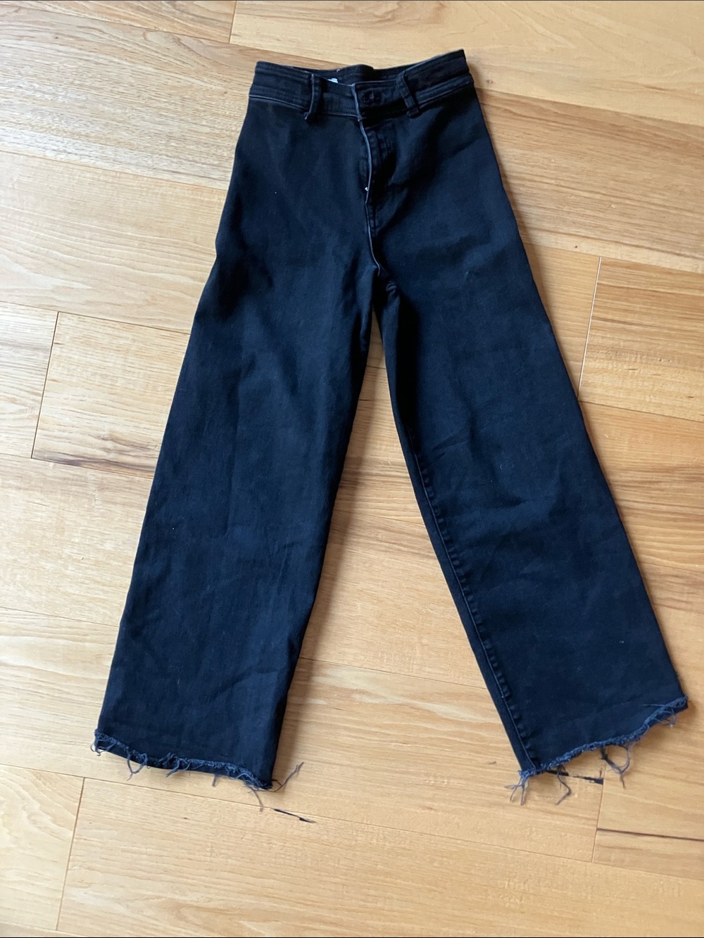 Zara Black Wide-Leg High-Rise Jeans, size 11-12